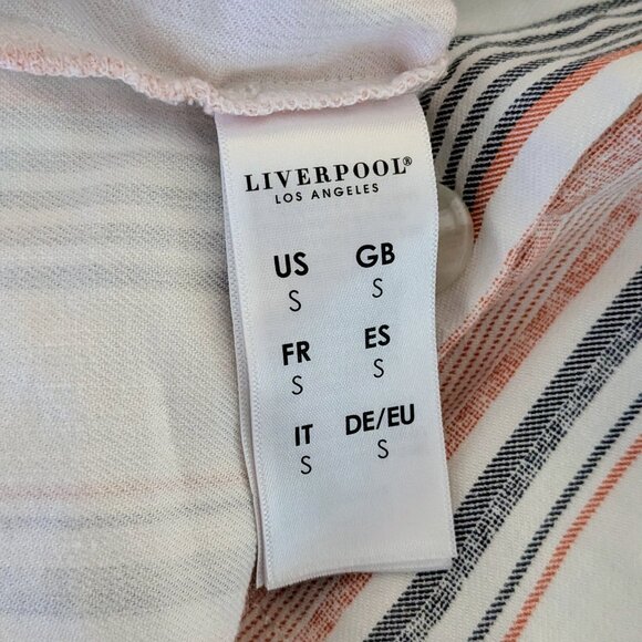 LIVERPOOL LA Women's Sleeveless Linen Blend Top Bouse Size S  Multi Color Stripe - Picture 6 of 7